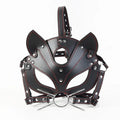 Fox BDSM Mask with O-Ring Gag - Adjustable Faux Leather Harness