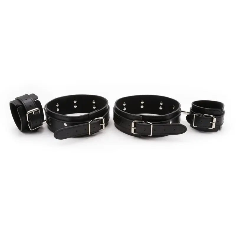 Leather Hogtie Restraint Set: Adjustable Ankle & Wrist Bondage Cuffs