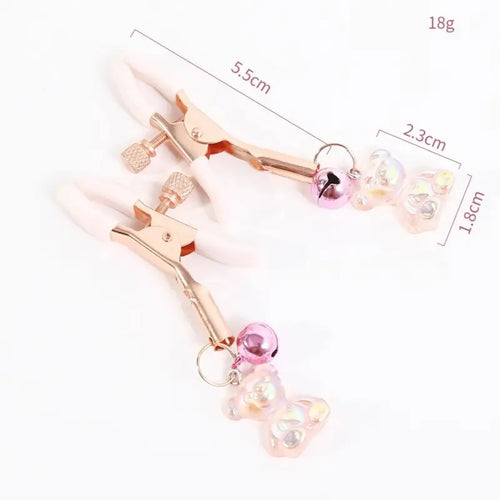 Adjustable Bear Nipple Clamps - Rose Gold BDSM Toys for Couples Sensory Play