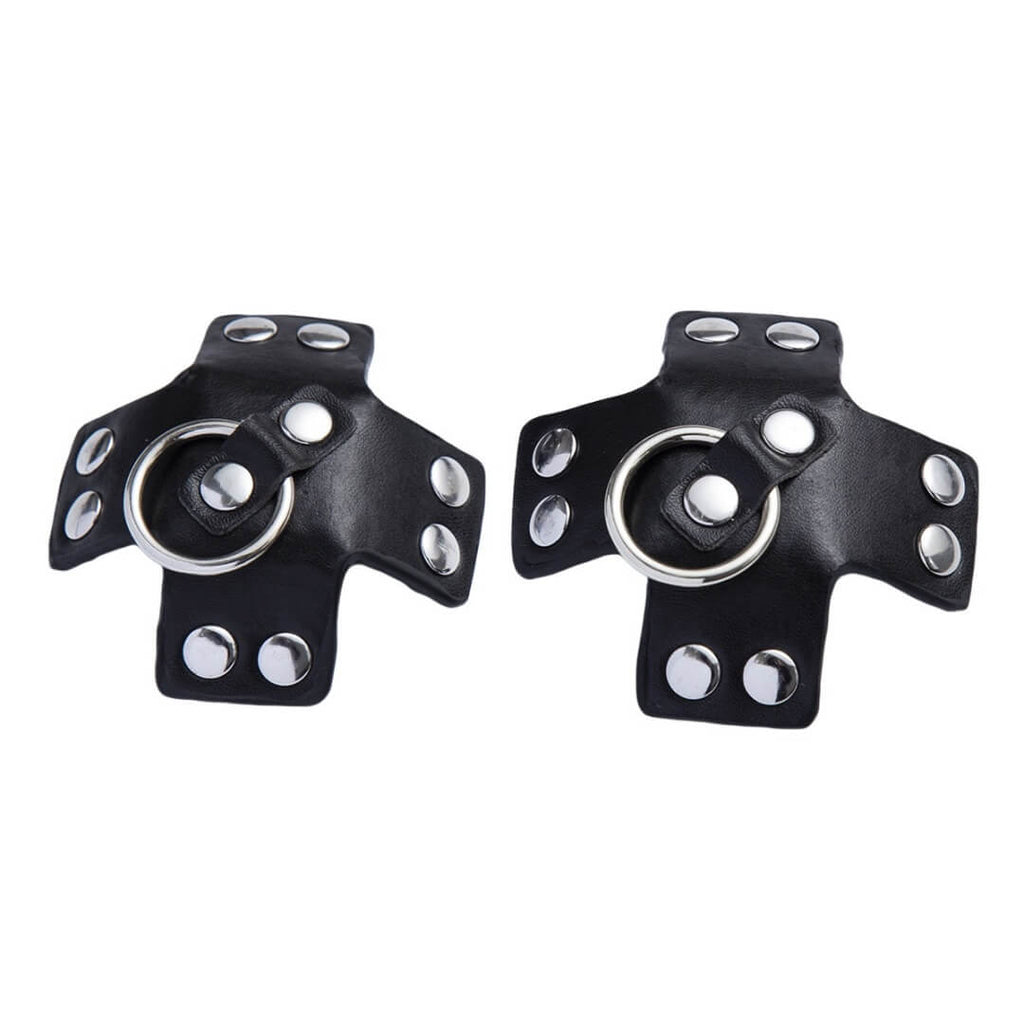 Dominitoy Studded Star Leather Nipple Pasties - BDSM O-Ring Fetish