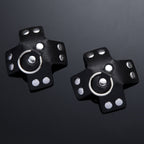 Dominitoy Studded Star Leather Nipple Pasties - BDSM O-Ring Fetish