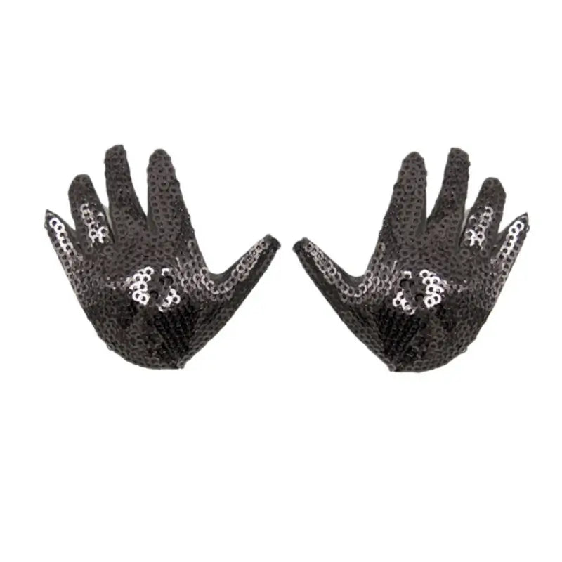 Black Sequin Hand-Shaped Nipple Pasties – Sparkly BDSM Body Jewelry for Adults