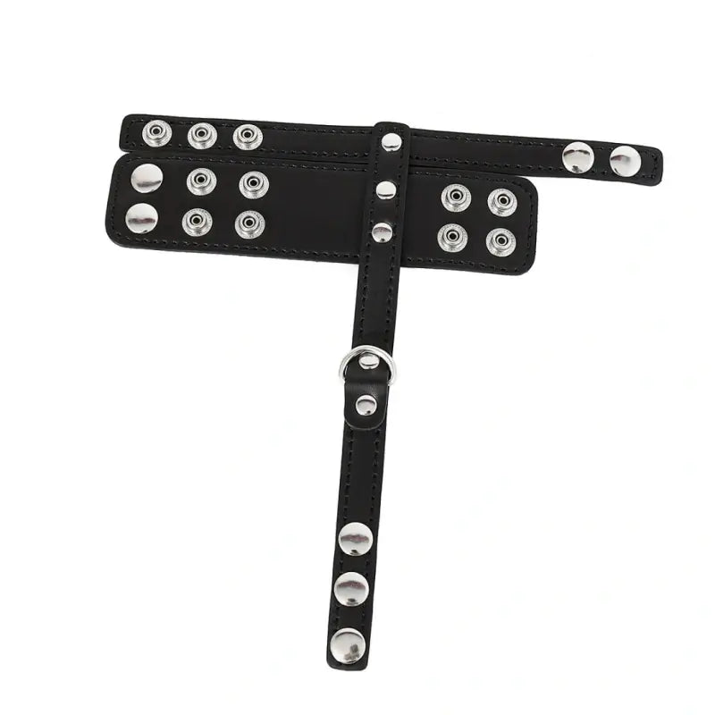 Leather penis cage open flat with O-ring strap - Dominitoy 212421007