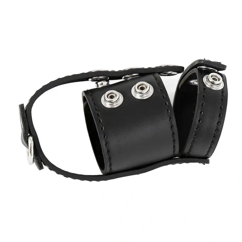 Leather cock cage folded with grommets detail - Dominitoy 212421007