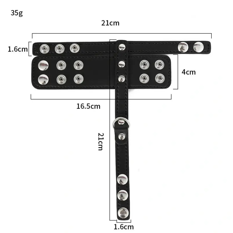 Chastity cage size chart 21cm strap 16.5cm panel 35g - Dominitoy 212421007