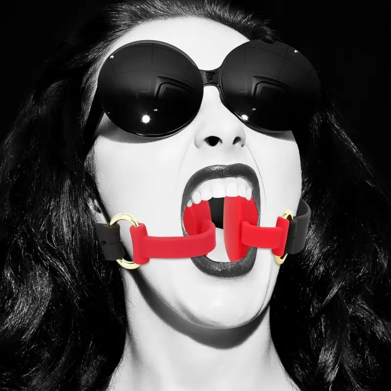 Silicone Open-Mouth Gag — Adjustable Tongue Spreader for BDSM Roleplay