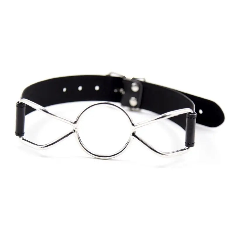 Butterfly Ring Gag - Adjustable Black Leather BDSM Gag for Couples