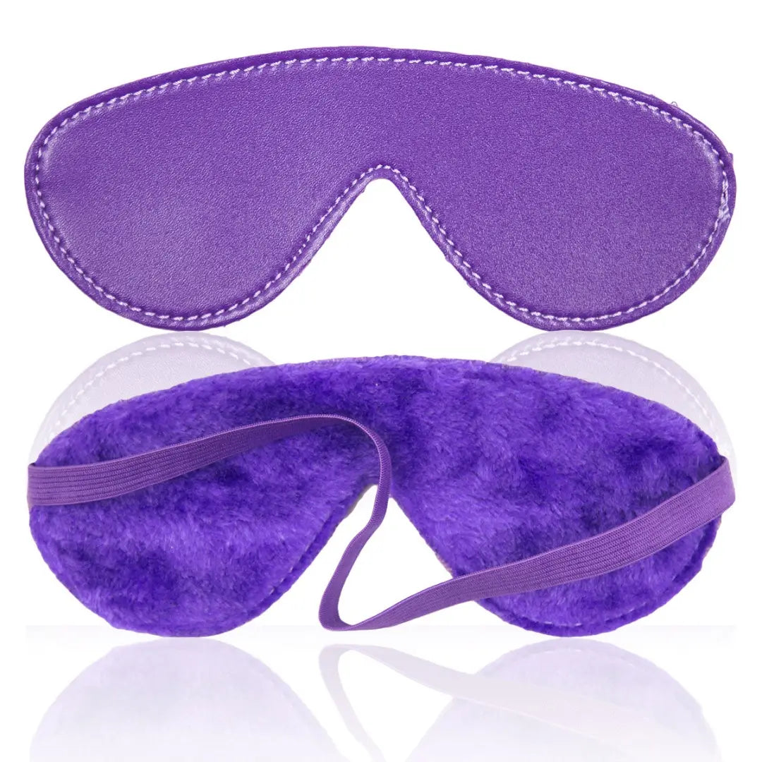 Plush blindfold flat lay in pink and purple with lace bows - Dominitoy 232001004