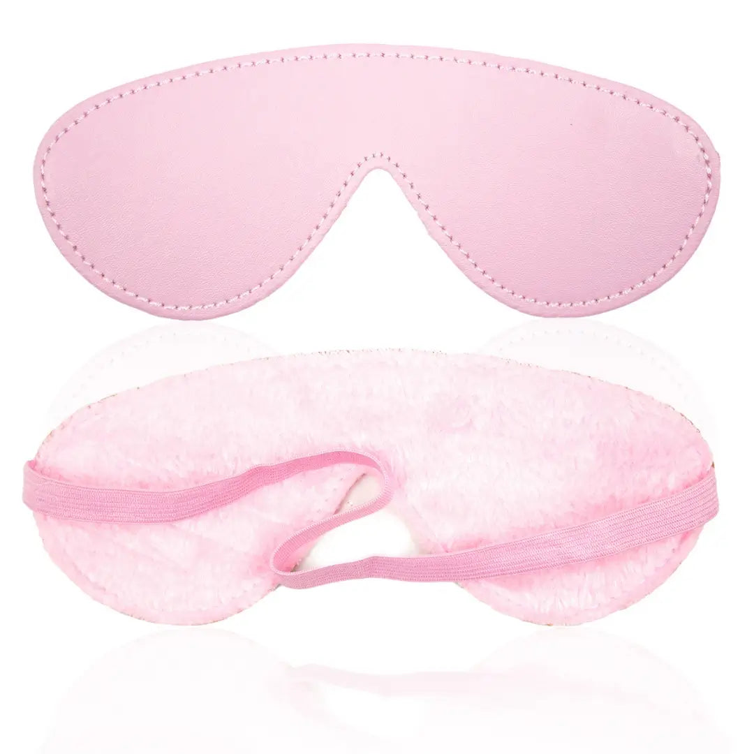 Pink plush blindfold front and back view - Dominitoy 232001004