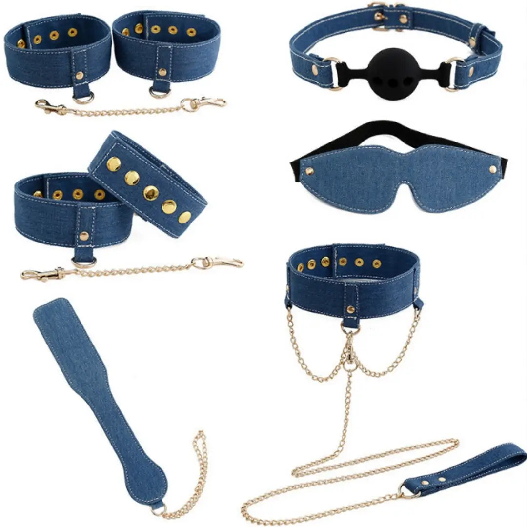 Denim Blue 6-Piece BDSM Kit