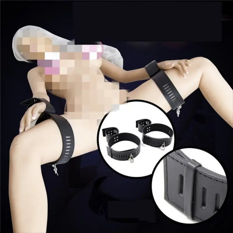Locking Hogtie Cuff Set – Adjustable Rigid Cuffs for Wrists & Thighs
