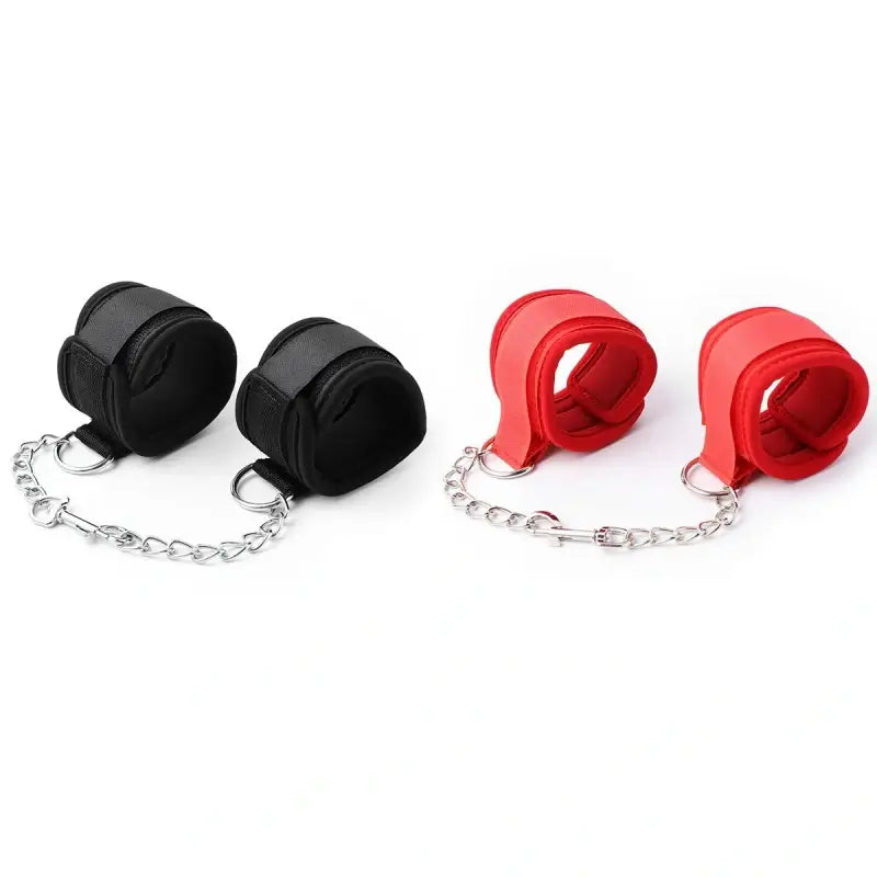 Soft Padded Handcuffs with Metal Chain – Adjustable BDSM Restraints