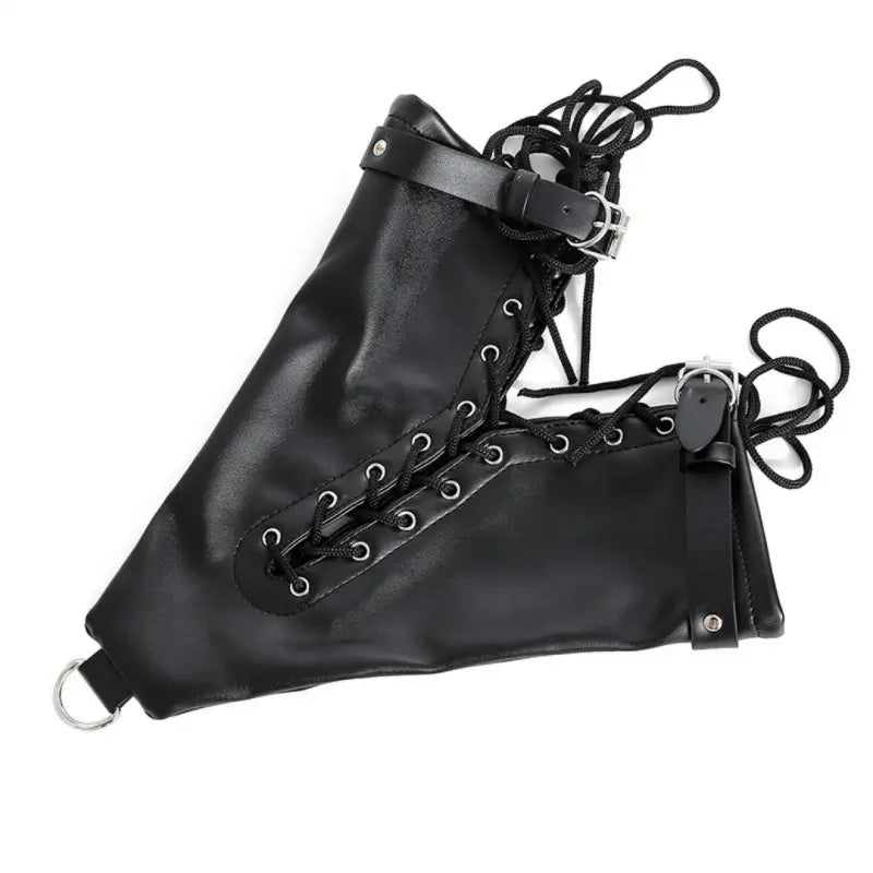 Leather Lace-Up Ankle Restraints with D-Rings