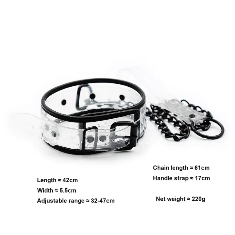 Clear PVC pin buckle collar 42cm with 61cm chain - Dominitoy 252401233T