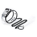 Clear PVC pin buckle collar with black chain leash hero view - Dominitoy 252402233