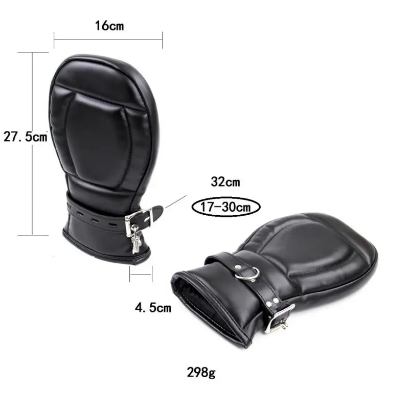 Dominitoy Lockable Boxing Mitts - Padded BDSM Hand Restraints Black/Red