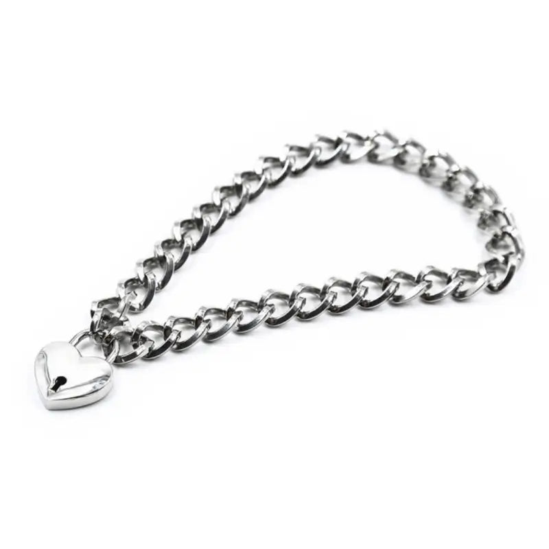 Heart Lock Day Collar – Heavy Chain Padlock Necklace for Couples