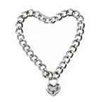 Heart Lock Day Collar – Heavy Chain Padlock Necklace for Couples