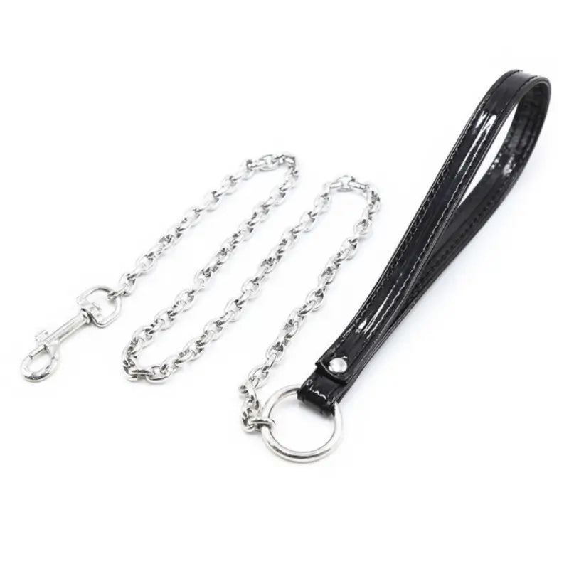Plush Faux-Fur Adjustable Collar with Detachable Metal Chain Leash