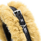 Plush Faux-Fur Adjustable Collar with Detachable Metal Chain Leash