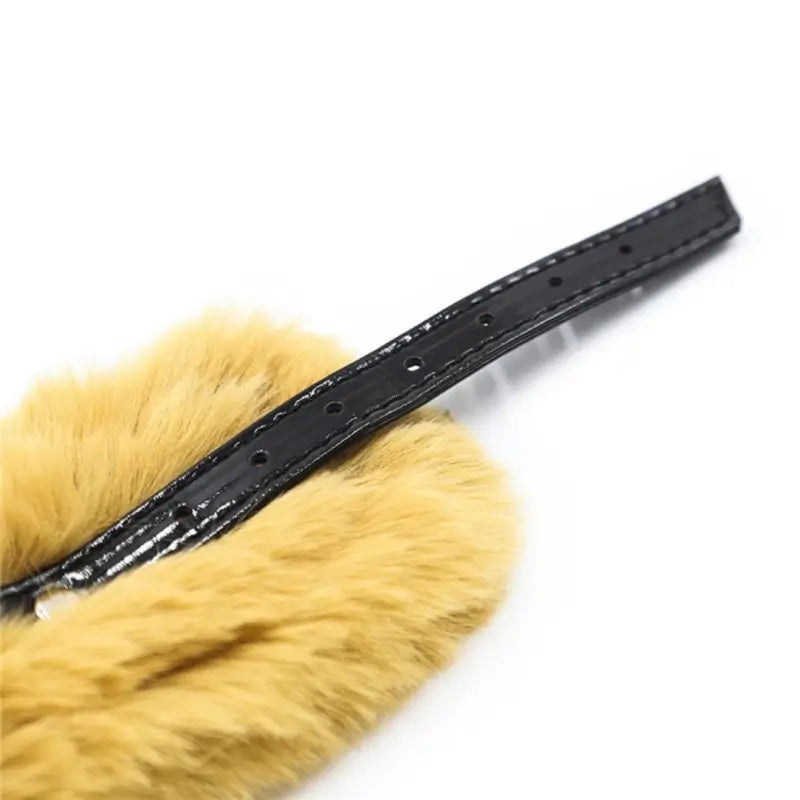 Plush Faux-Fur Adjustable Collar with Detachable Metal Chain Leash