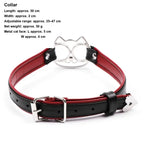 Dominitoy Black Red Leather Cat Face Collar