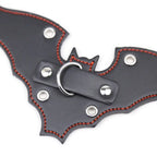 Bat-Shaped PU Leather Collar with Detachable Chain Leash