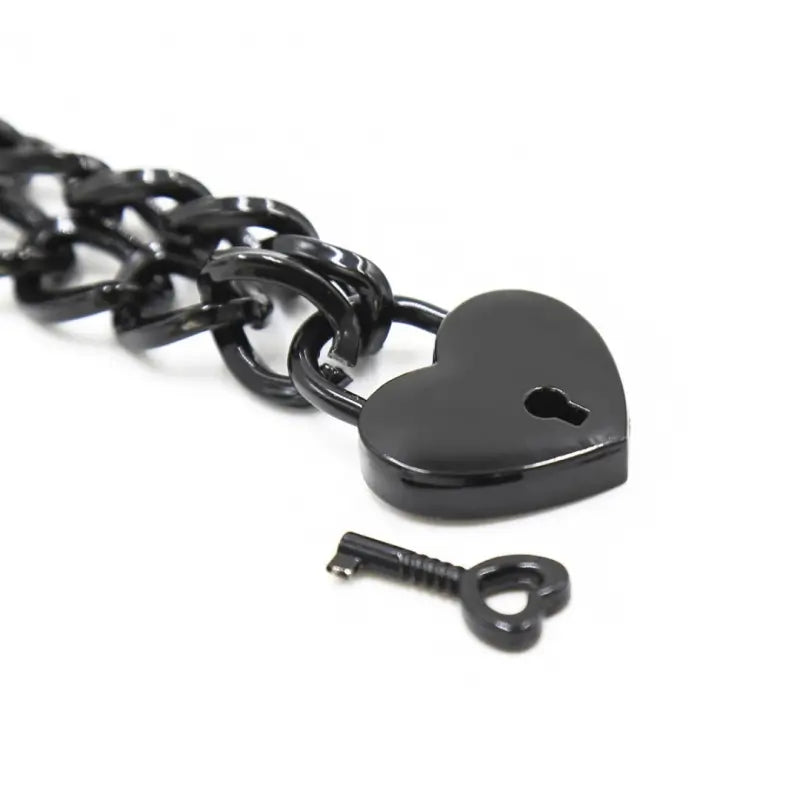 Black Chain Heart Padlock Day Collar – Dominitoy Gothic Lock Choker
