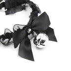 Black Lace Bell Collar – Adjustable Satin Ruffle Choker