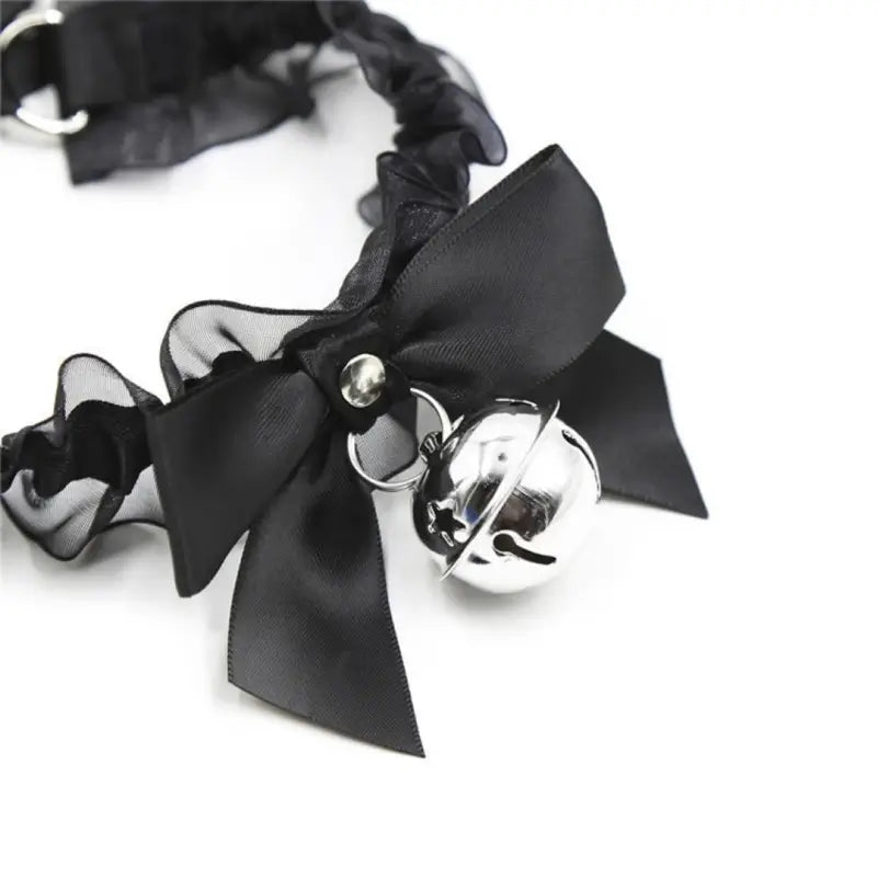 Black Lace Bell Collar – Adjustable Satin Ruffle Choker