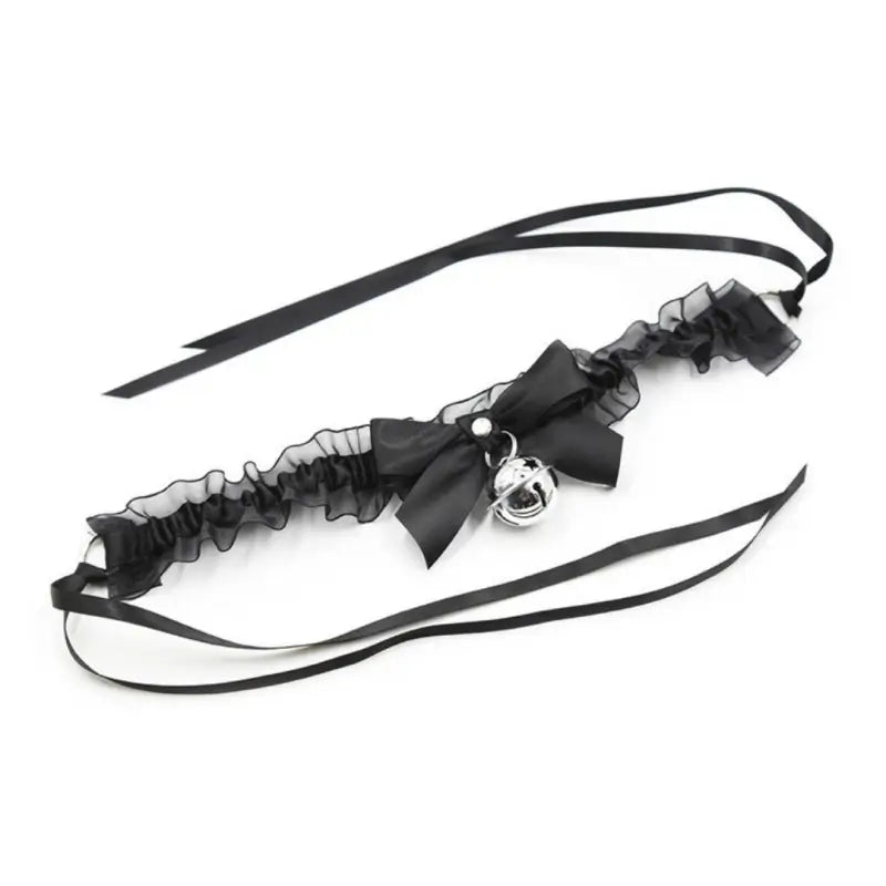 Black Lace Bell Collar – Adjustable Satin Ruffle Choker