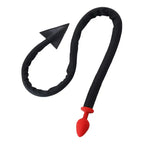Dominitoy Devil Tail Plug – Red Silicone Anal Plug with Black Faux Leather Tail, Kinky Toy