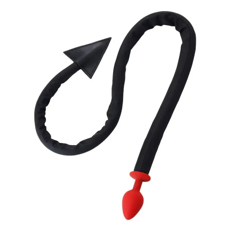 Dominitoy Devil Tail Plug – Red Silicone Anal Plug with Black Faux Leather Tail, Kinky Toy