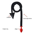 Dominitoy Devil Tail Plug – Red Silicone Anal Plug with Black Faux Leather Tail, Kinky Toy