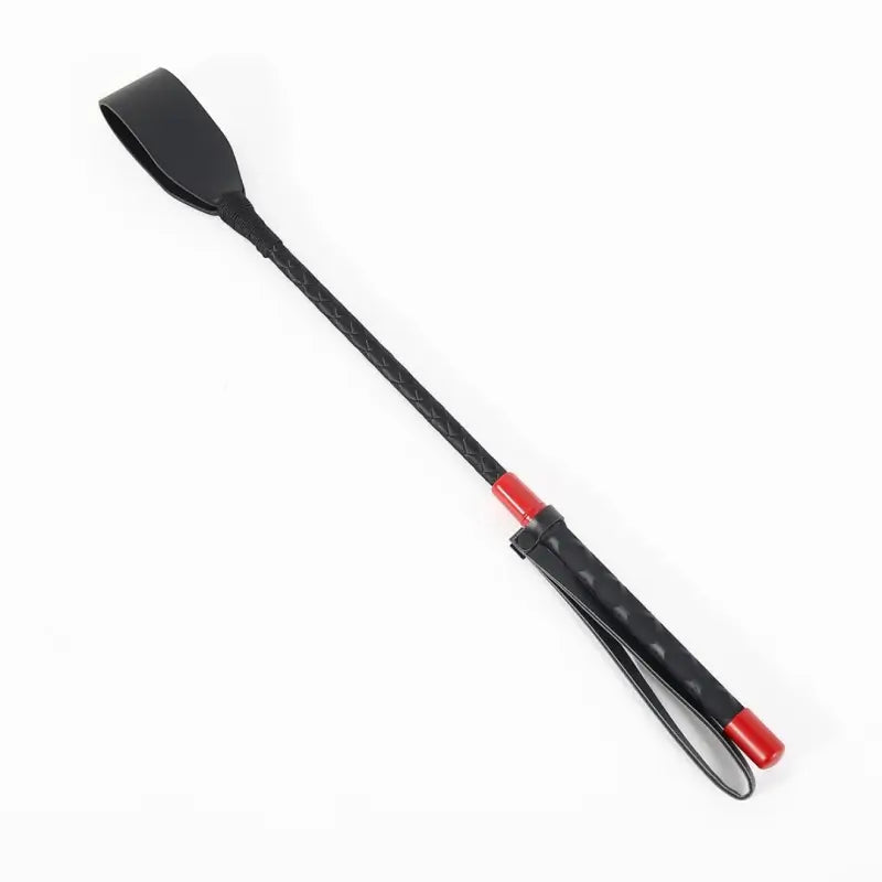 Black & Red Braided BDSM Cane — 45cm Leather/PU Impact Cane