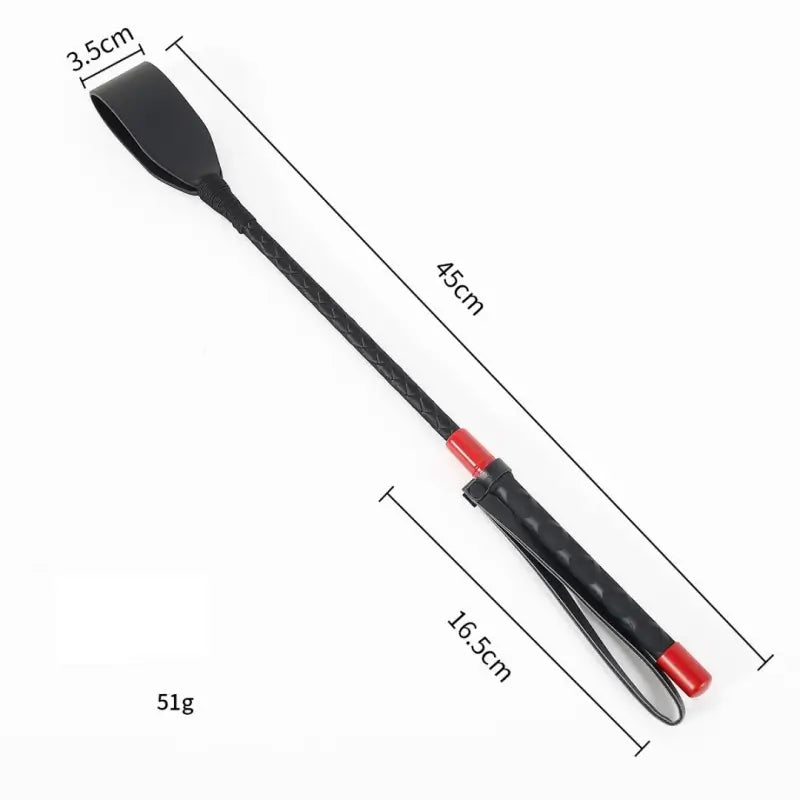 Black & Red Braided BDSM Cane — 45cm Leather/PU Impact Cane
