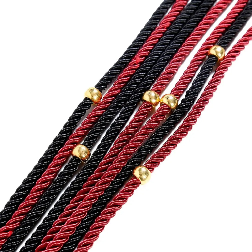 Dominitoy Red Black Braided Rope Flogger Whip 63cm