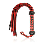 Dominitoy Red & Black Leather Flogger - Premium BDSM Whip for Couples Play