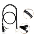 Extra Long Black Shiny Leather BDSM Whip 1.4M