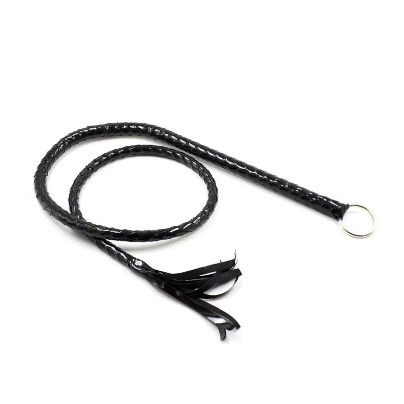 Extra Long Black Shiny Leather BDSM Whip 1.4M