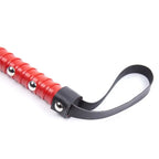 Dominitoy Red Studded Leather Flogger - Premium BDSM Whip for Couples Play