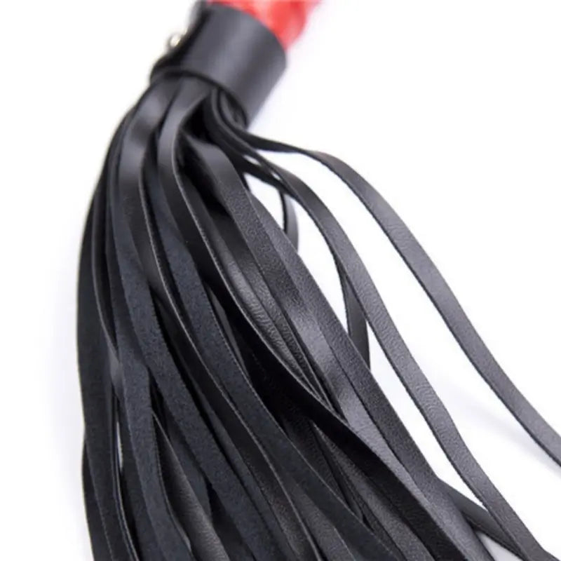 Dominitoy Red Studded Leather Flogger - Premium BDSM Whip for Couples Play