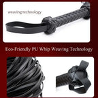 Braided PU Leather Flogger Whip – Black & Red BDSM Toys