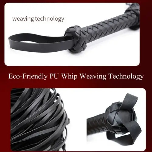 Braided PU Leather Flogger Whip – Black & Red BDSM Toys