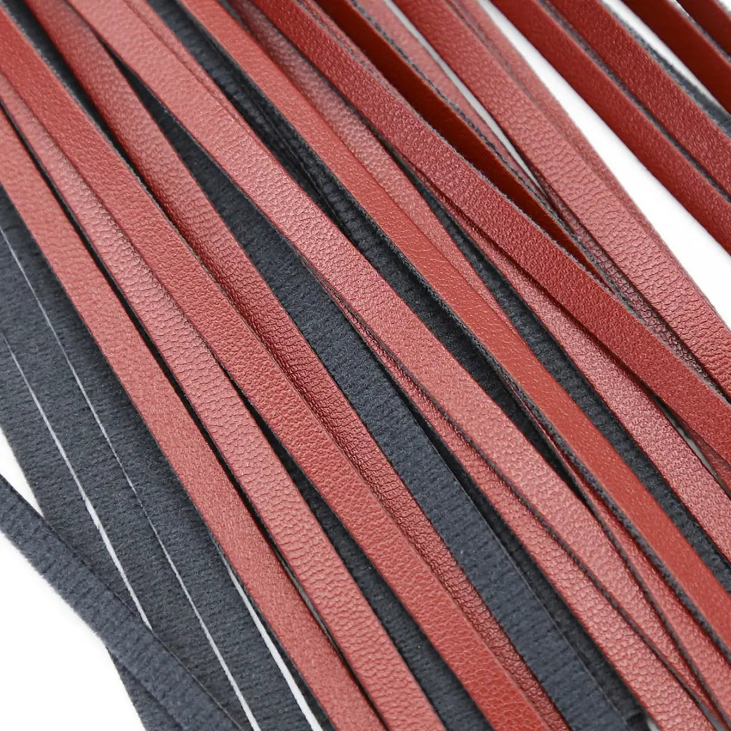 Burgundy Leather Flogger - Two-Tone BDSM Whip for Couples Play