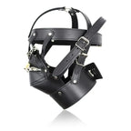Leather BDSM Hood Lockable Head Harness Full Face Mask Restraint