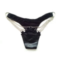 Patent-Look Faux Leather Thong with Triple Chain Detail — Edgy Boudoir
