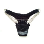 Patent-Look Faux Leather Thong with Triple Chain Detail — Edgy Boudoir