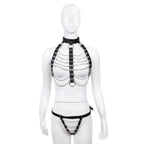 Leather Chain Harness & Panty Set – Adjustable BDSM Lingerie for Fetish Play