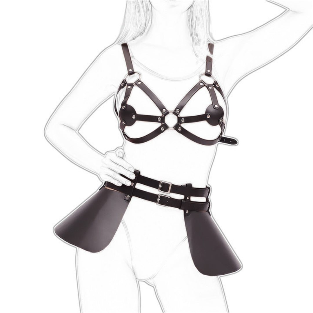 Dominitoy PU Leather Sexy Skirt with Adjustable Straps — Fetish Mini Skirt